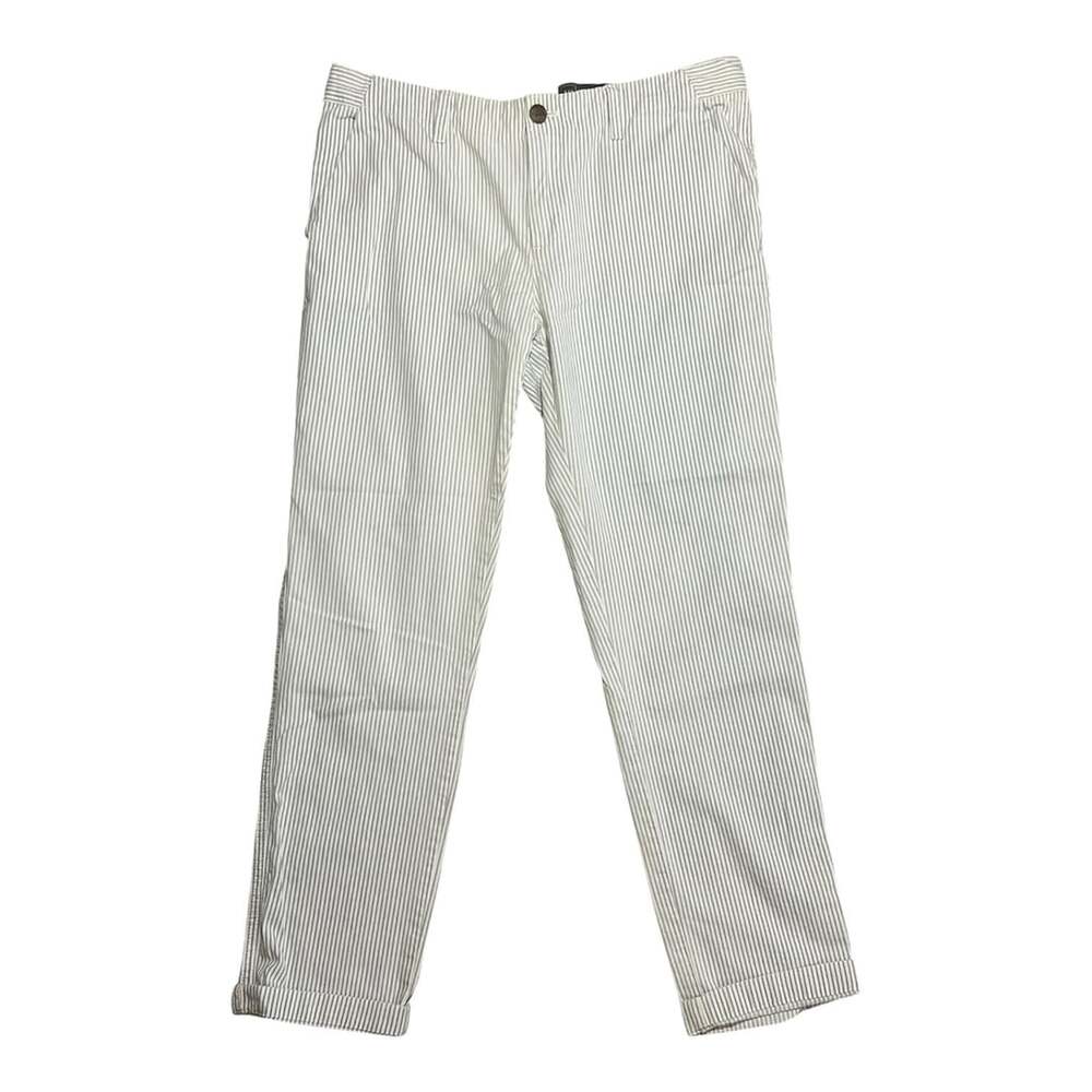 Gap Women's White & Light Blue Pinstripe Seersucker Ankle Pants Size 4